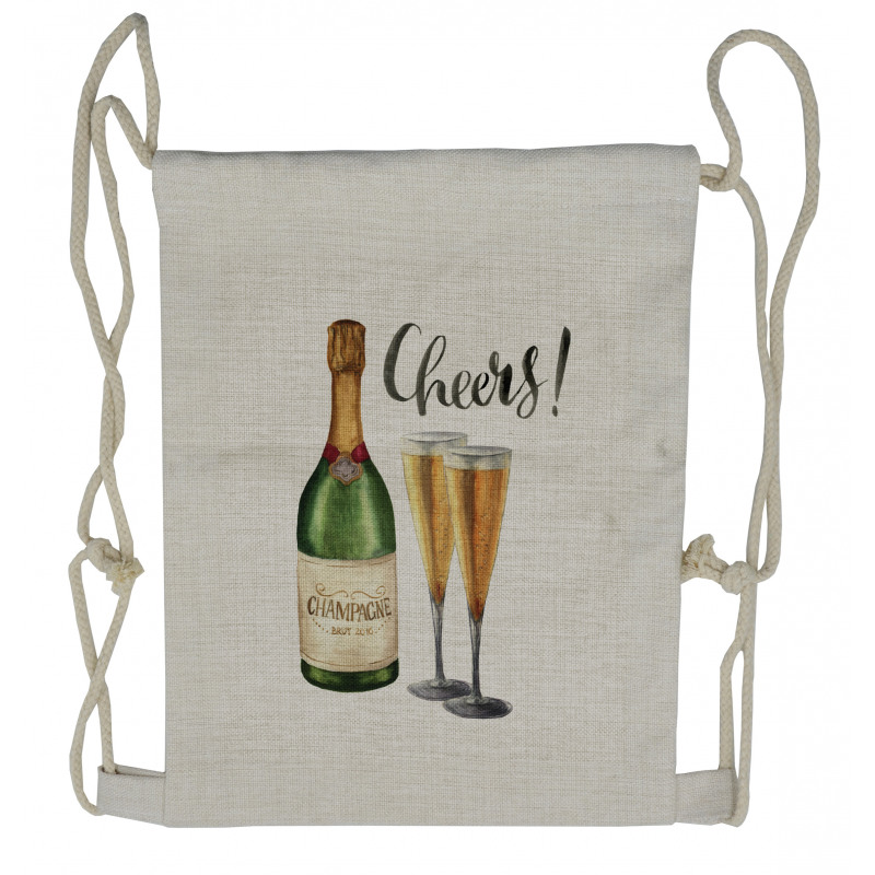 Watercolor Cheers Sketch Drawstring Backpack