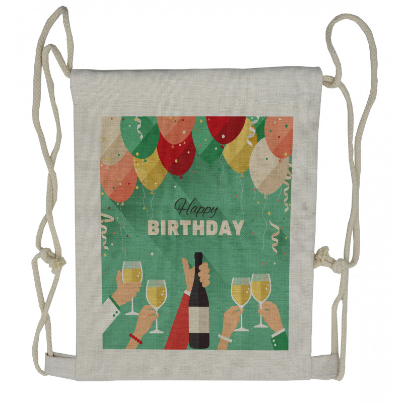 Happy Birthday Greeting Drawstring Backpack