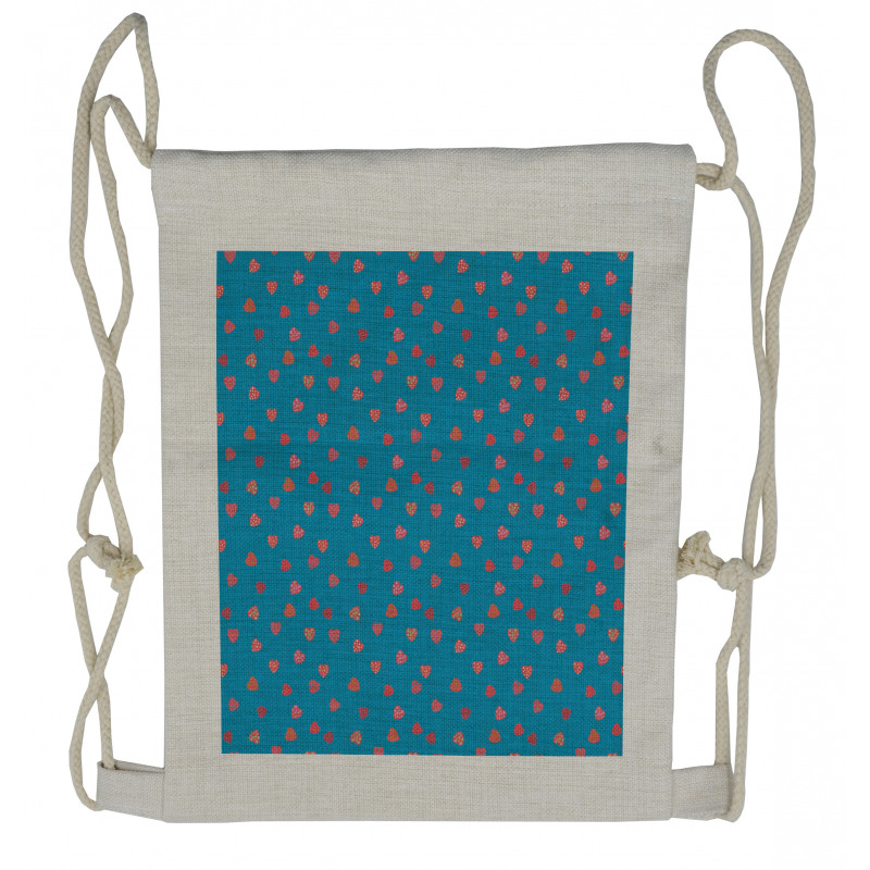 Hearts with Stars and Dots Drawstring Backpack