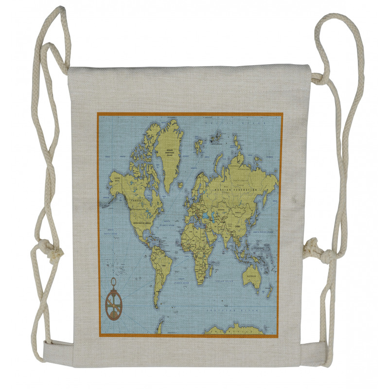 Adventure Detailed Map Drawstring Backpack