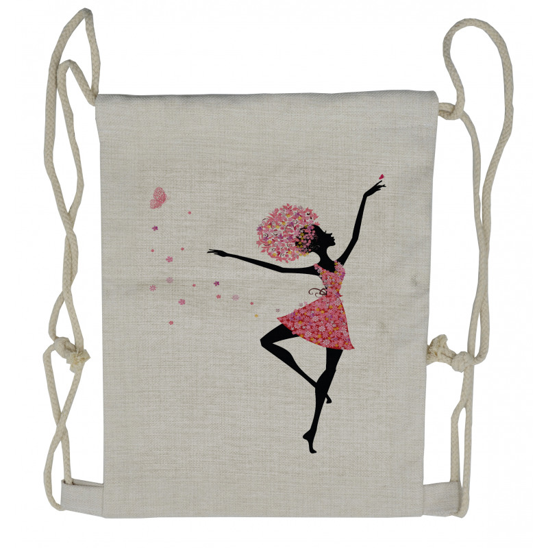 Floral Woman Dancing Drawstring Backpack