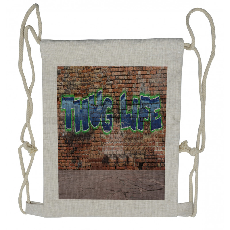 Graffiti Words Brick Wall Drawstring Backpack