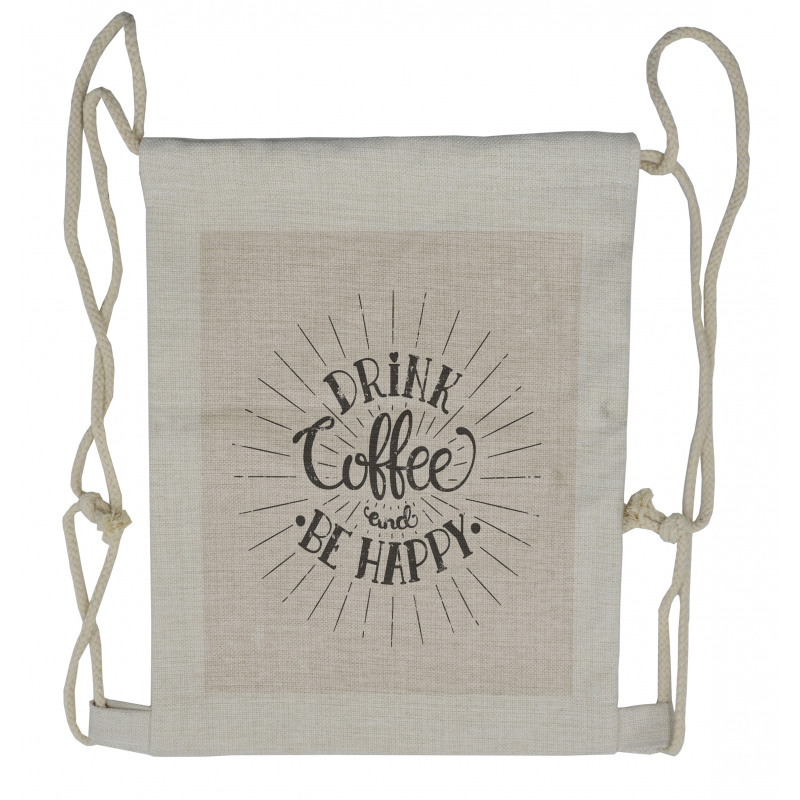 Coffee Words Grunge Effect Drawstring Backpack