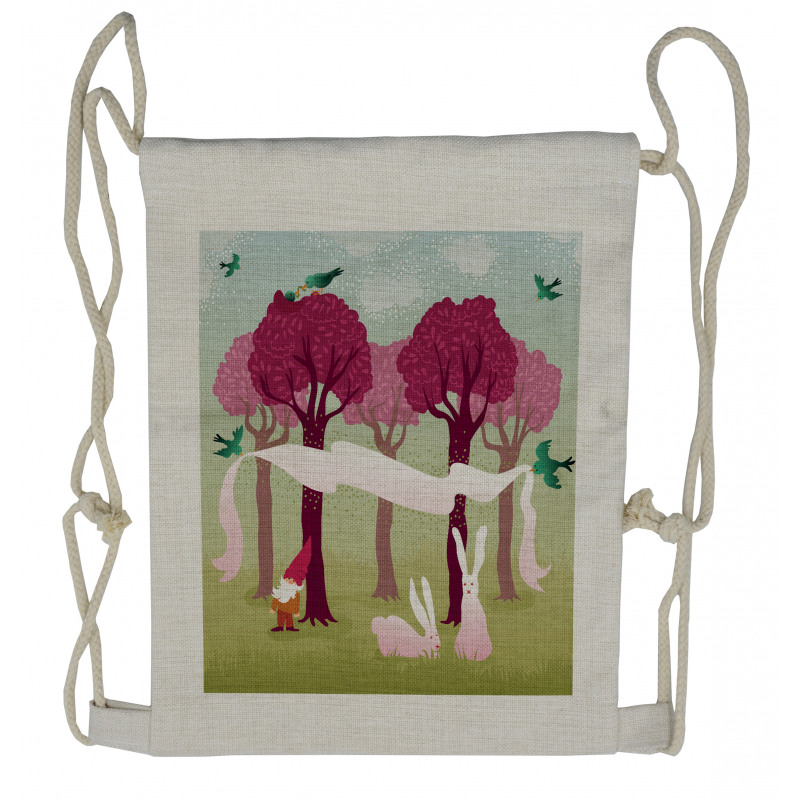 Forest with Pink Trees Drawstring Backpack