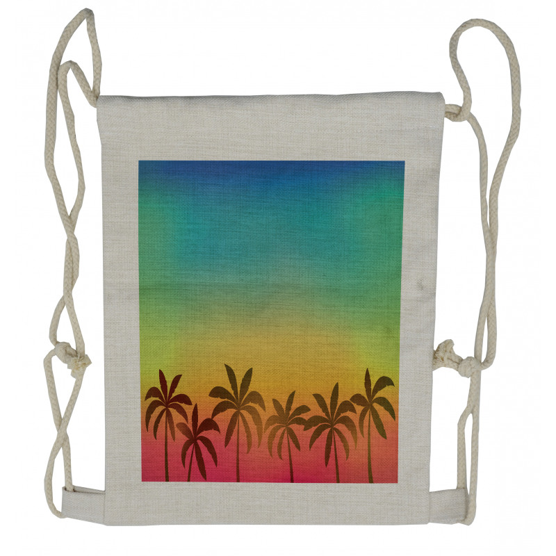 Palm Tree Tops on Island Drawstring Backpack