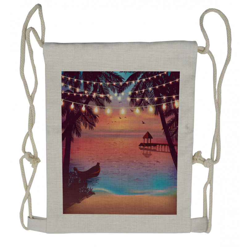 Mystic Evening Beach Drawstring Backpack