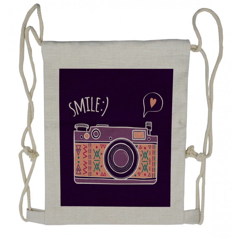 Vintage Old Camera Design Drawstring Backpack