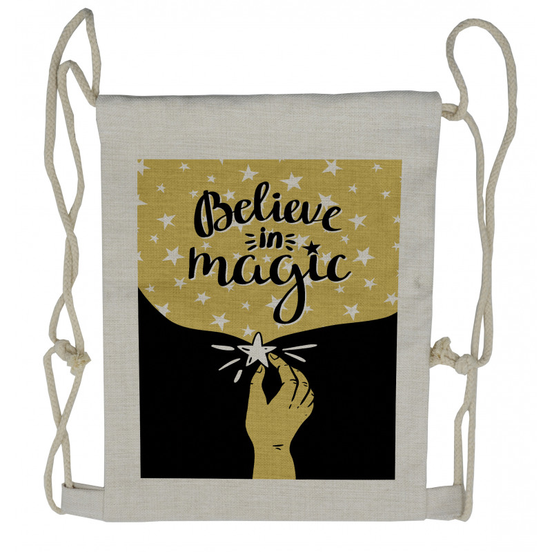 Believe in Magic Lettering Drawstring Backpack