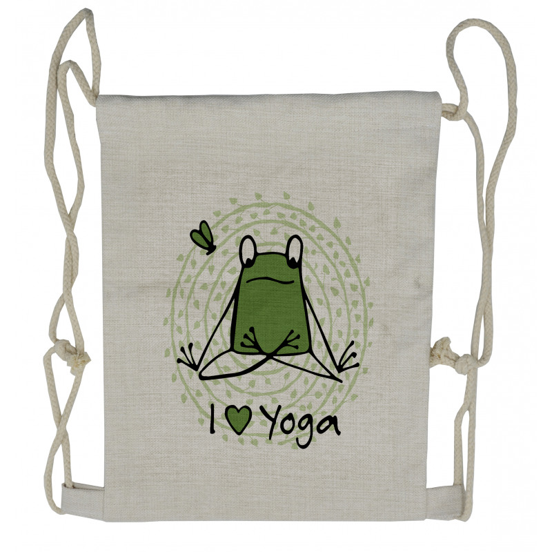 I Love Yoga Words Drawstring Backpack