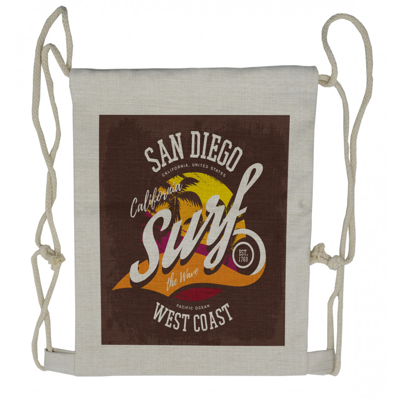 Surf Beach Grunge Design Drawstring Backpack