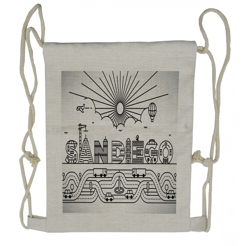 City Typography Letters Drawstring Backpack