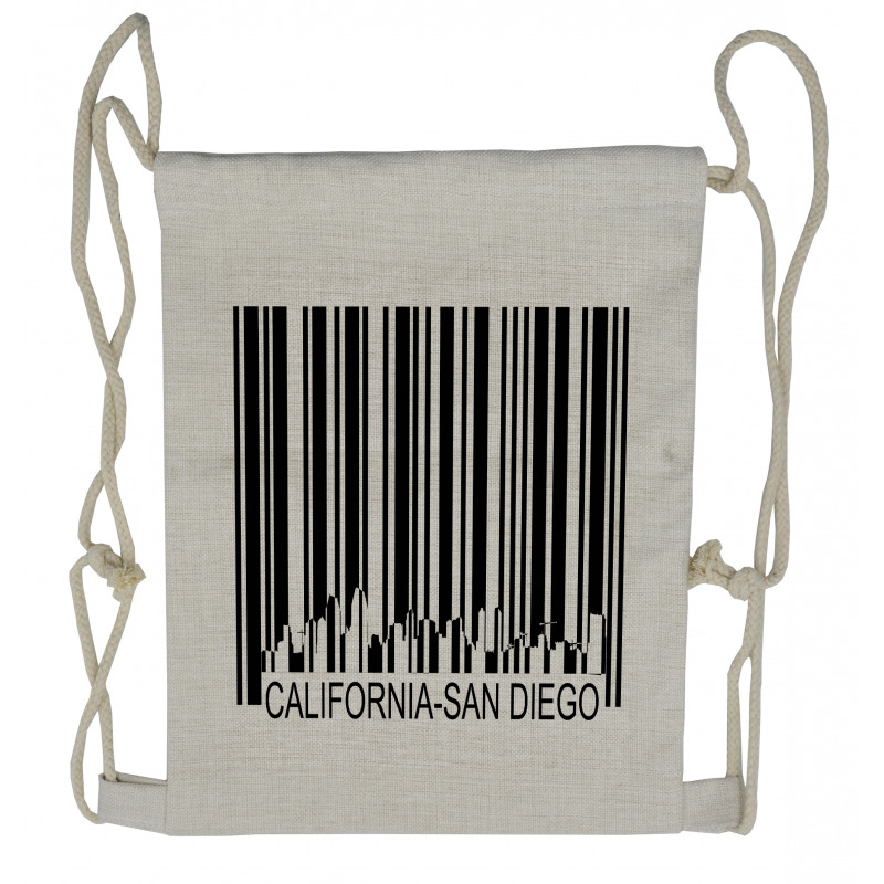 Barcode City Buildings Drawstring Backpack