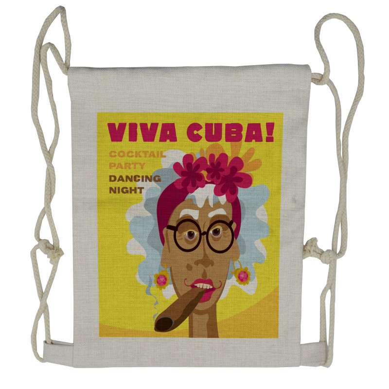 Cuban Woman Caricature Art Drawstring Backpack