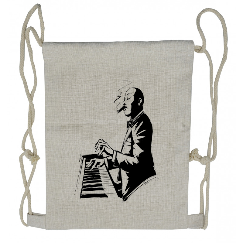 Jazz Pianist Sketch Artwork Drawstring Backpack