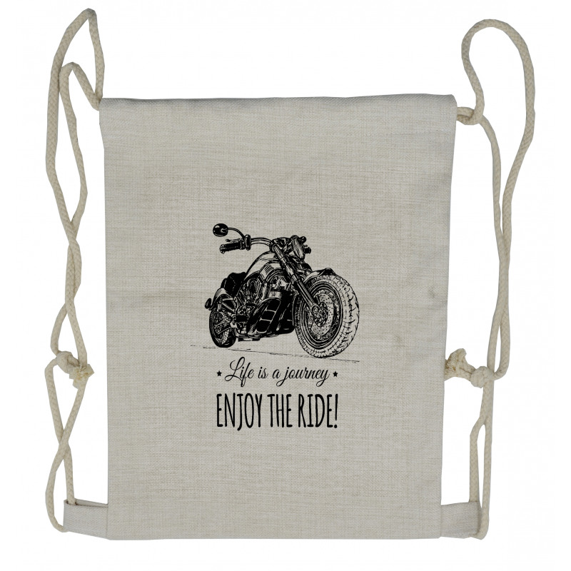 Hand-drawn Motorbike Drawstring Backpack