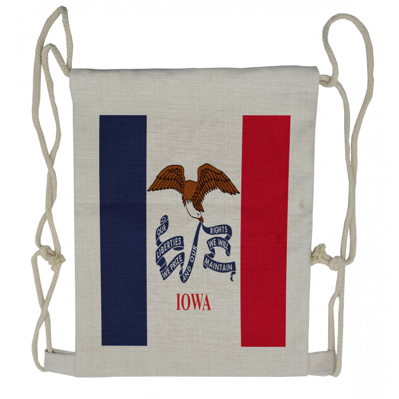 Flag Eagle and Words Drawstring Backpack