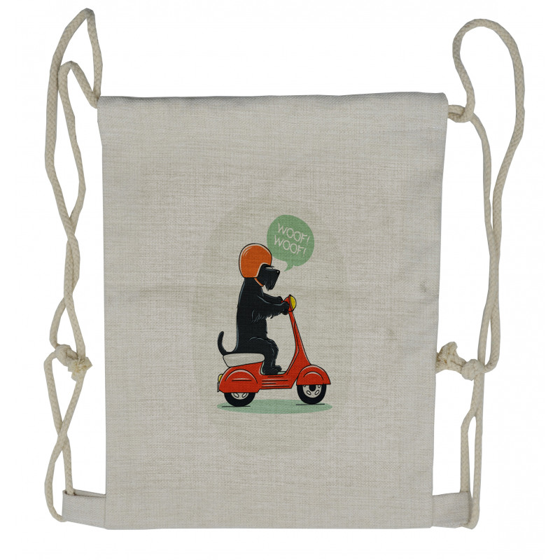 Scooter Ridding Puppies Drawstring Backpack