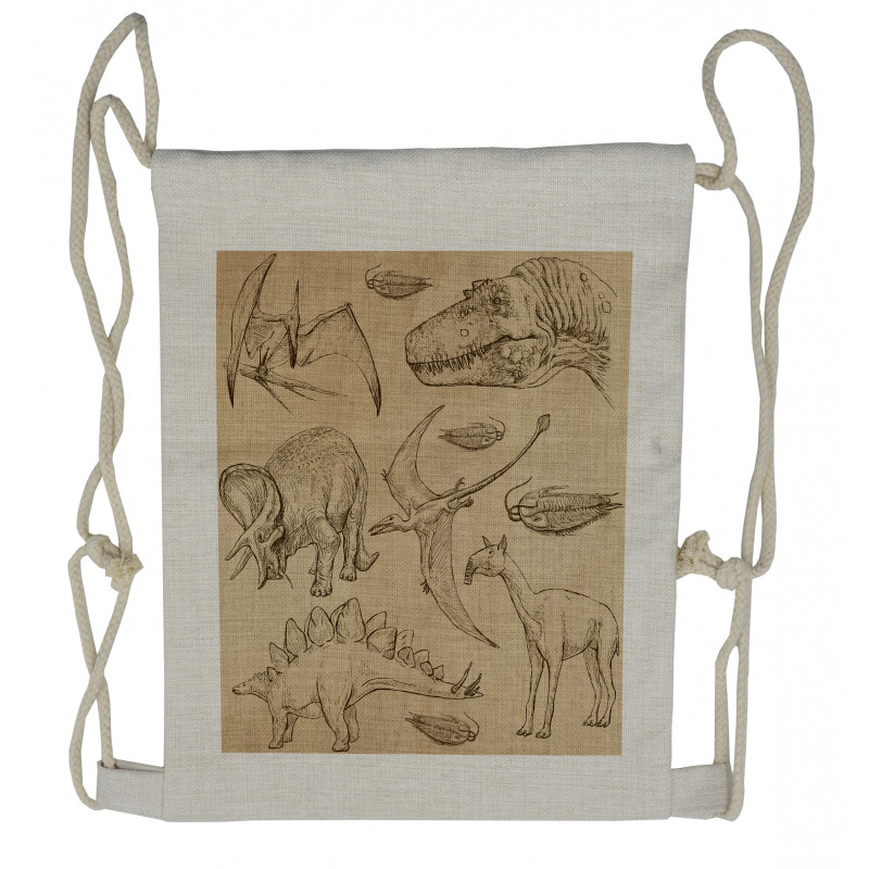 Vintage Sketch Animals Drawstring Backpack