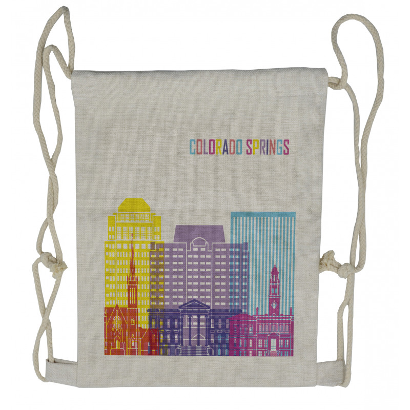 Colorful Urban City Sky Drawstring Backpack