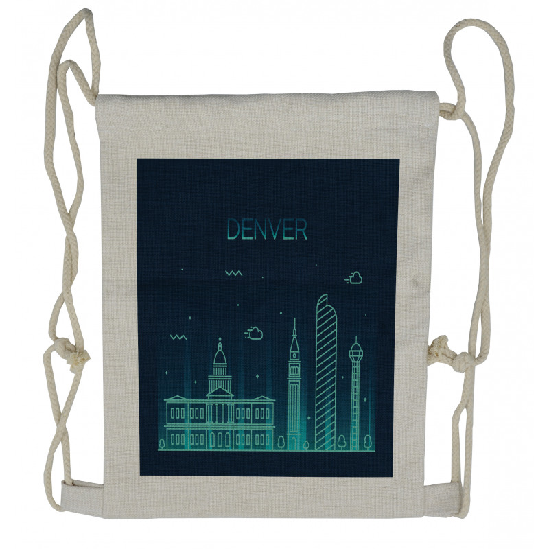 Denver Metropolis Landmark Drawstring Backpack