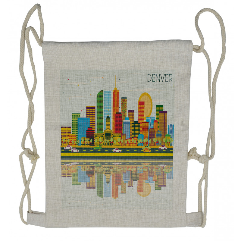 Denver Skyline Old Town Drawstring Backpack