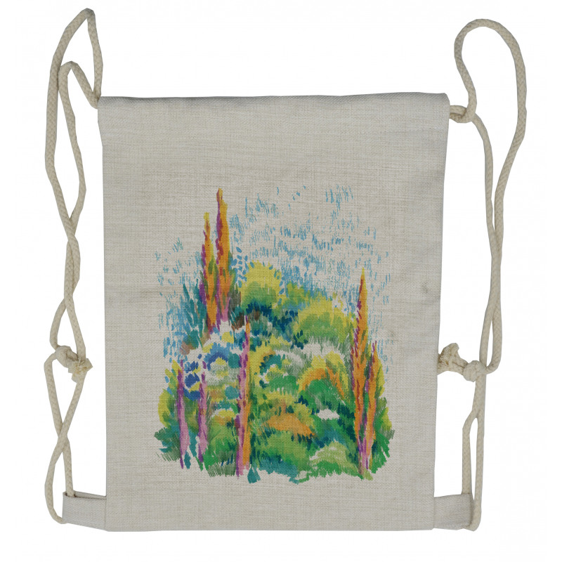 Floral Nature Meadow Trees Drawstring Backpack