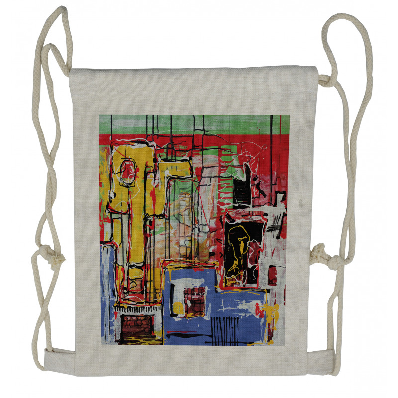 Cubist Grunge Painting Drawstring Backpack