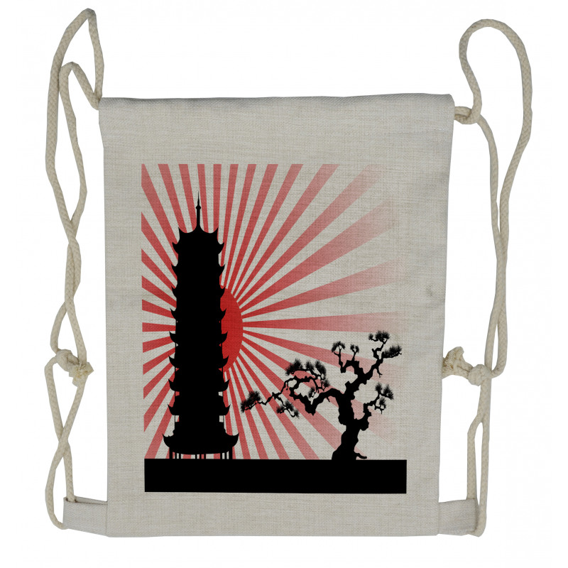Shinto Building and Tree Drawstring Backpack
