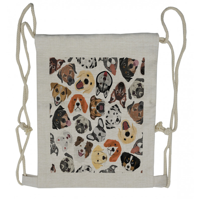 Faces of Various Dog Breeds Drawstring Backpack