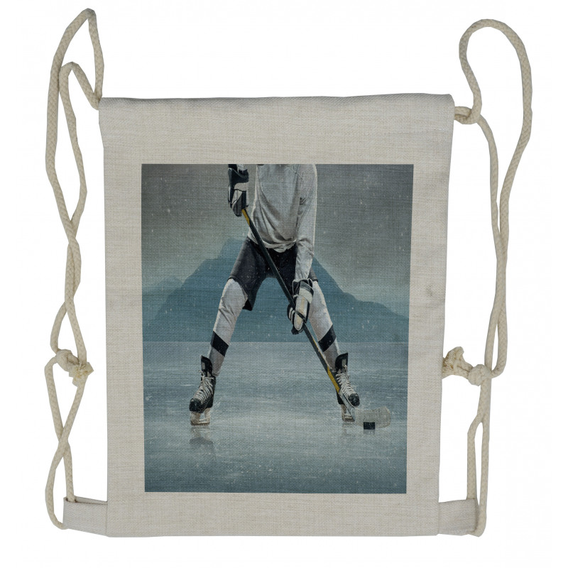 Stick and Puck Mountain Drawstring Backpack
