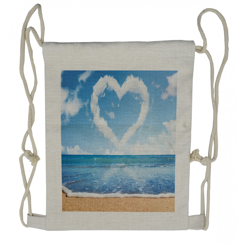 Clouds Heart Shape Drawstring Backpack