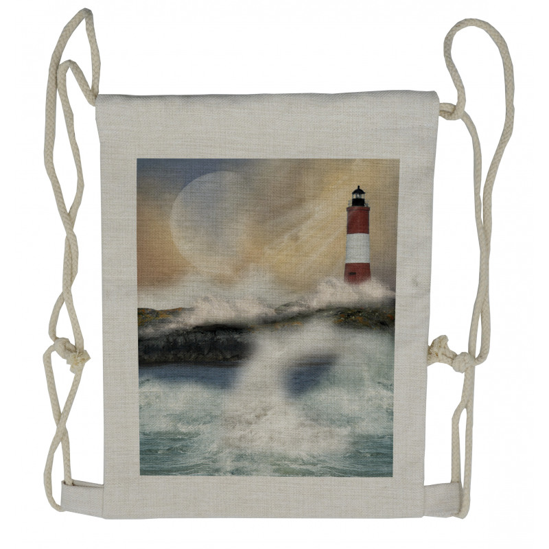 Stormy Sea Waves Drawstring Backpack