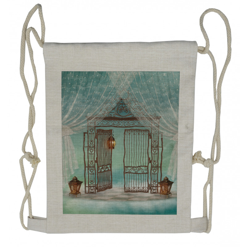 Old Gate and Curtain Drawstring Backpack