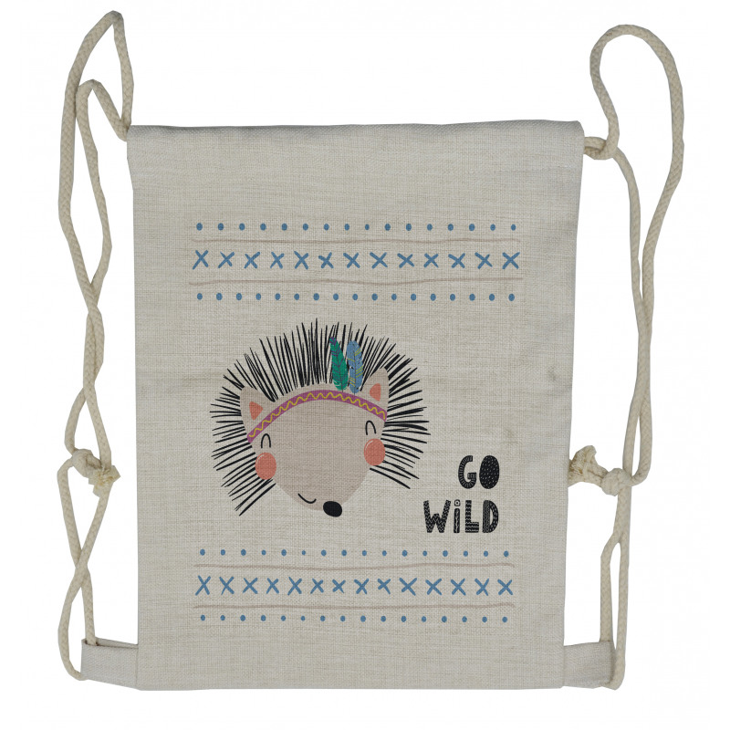 Hedgehog Go Wild Words Drawstring Backpack