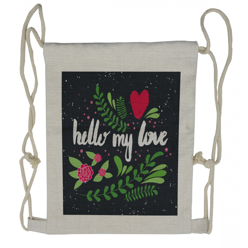 Hello My Love Words Drawstring Backpack