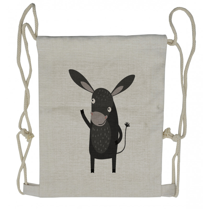 Happy Donkey with a Smile Drawstring Backpack