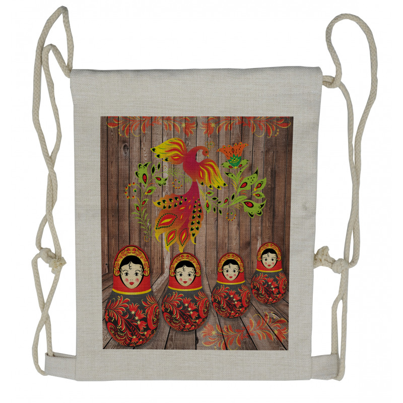 Folkloric Russian Dolls Drawstring Backpack