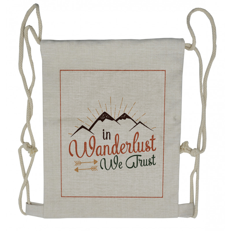 Wanderlust We Trust Text Drawstring Backpack