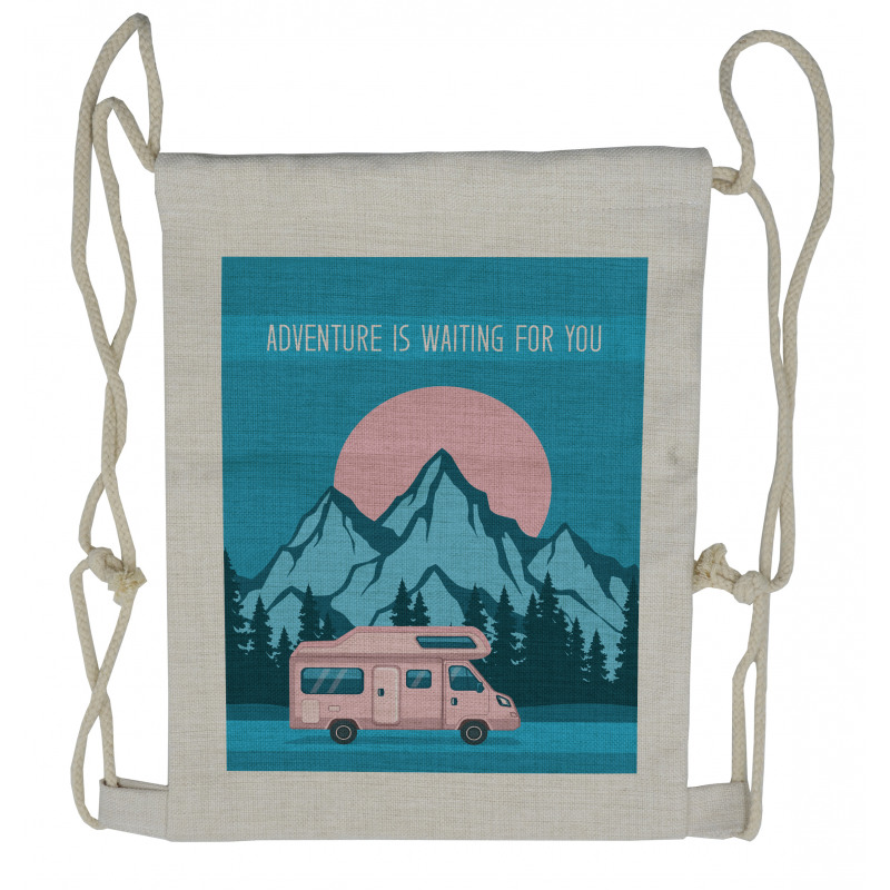 Road Trip with Caravan Pines Drawstring Backpack