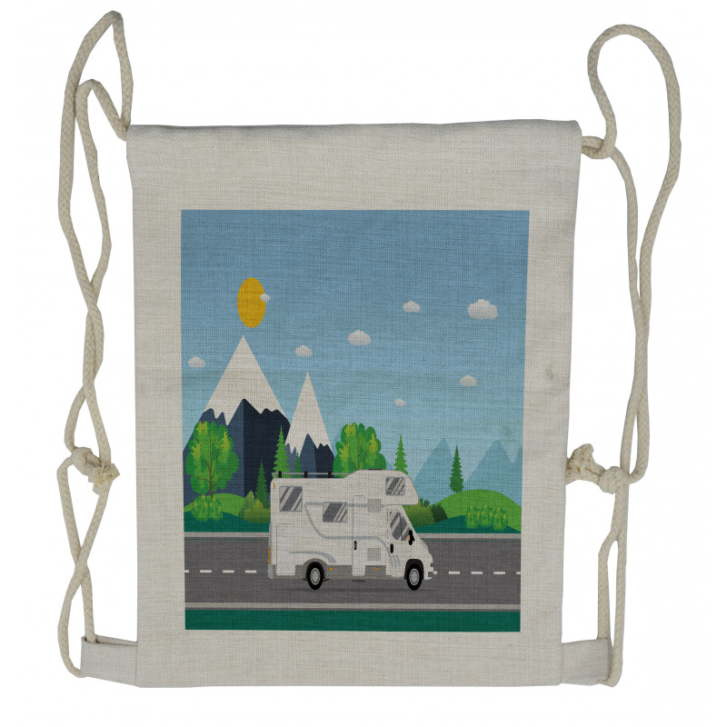 Truck Driving on Countryside Drawstring Backpack