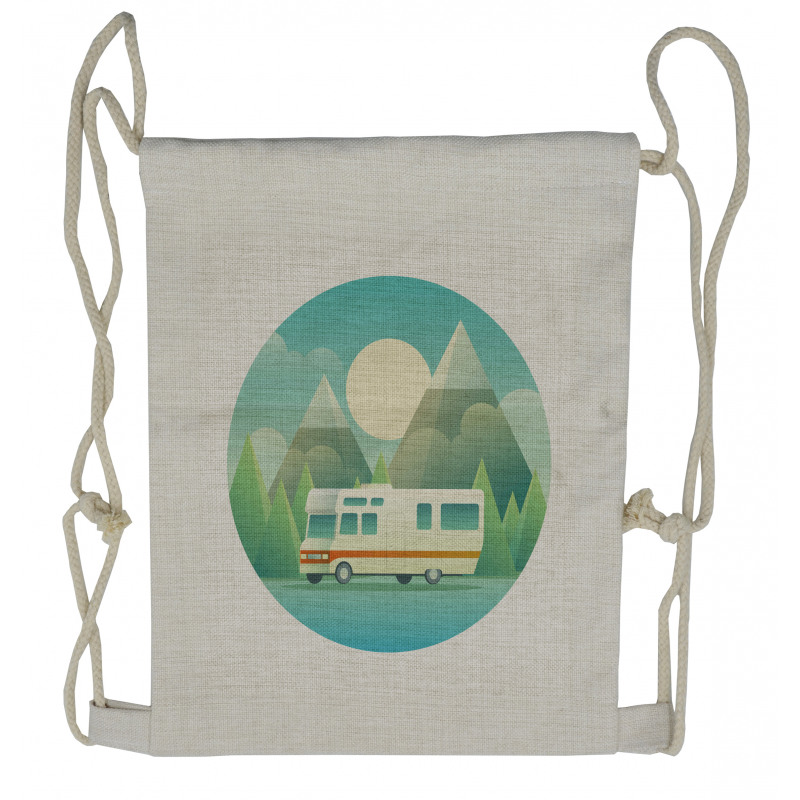 Road Trip Vehicle at Countryside Drawstring Backpack