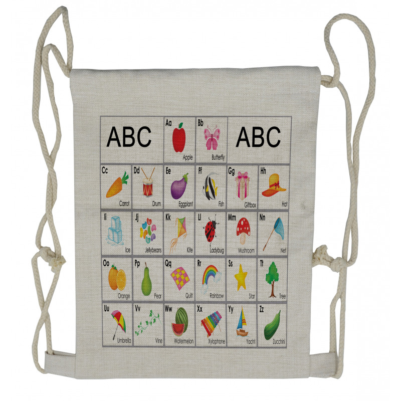 Squares with Letters Kids Drawstring Backpack