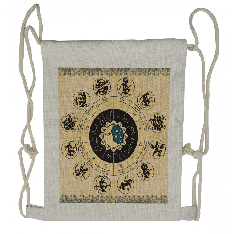 Mystic Horoscope Wheel Art Drawstring Backpack