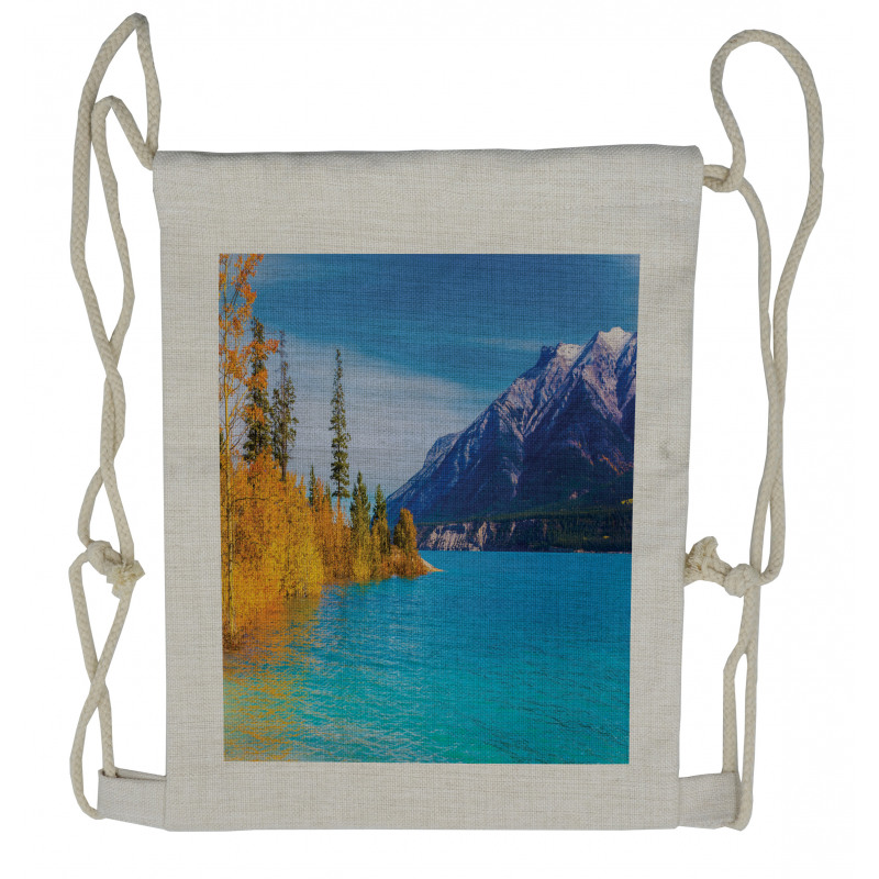 Abraham Lake Mountains Drawstring Backpack