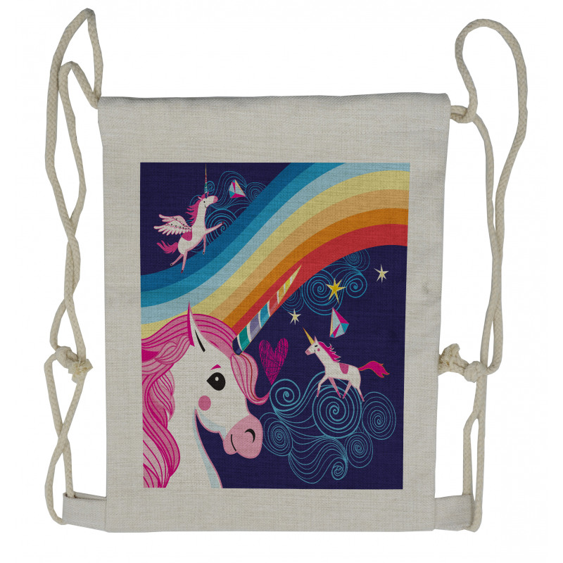 Mythical Animals in the Sky Drawstring Backpack