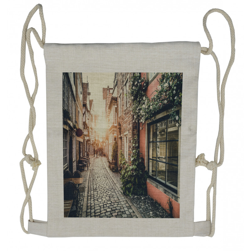 Old Town at Sunset Picture Drawstring Backpack