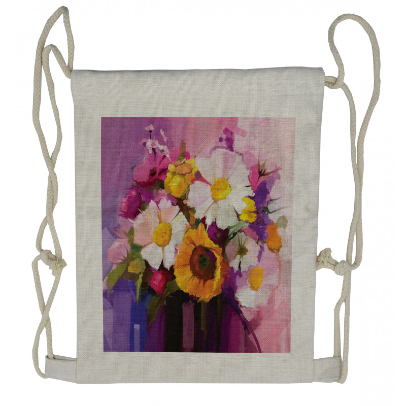 Hand Painted Bouquet Drawstring Backpack