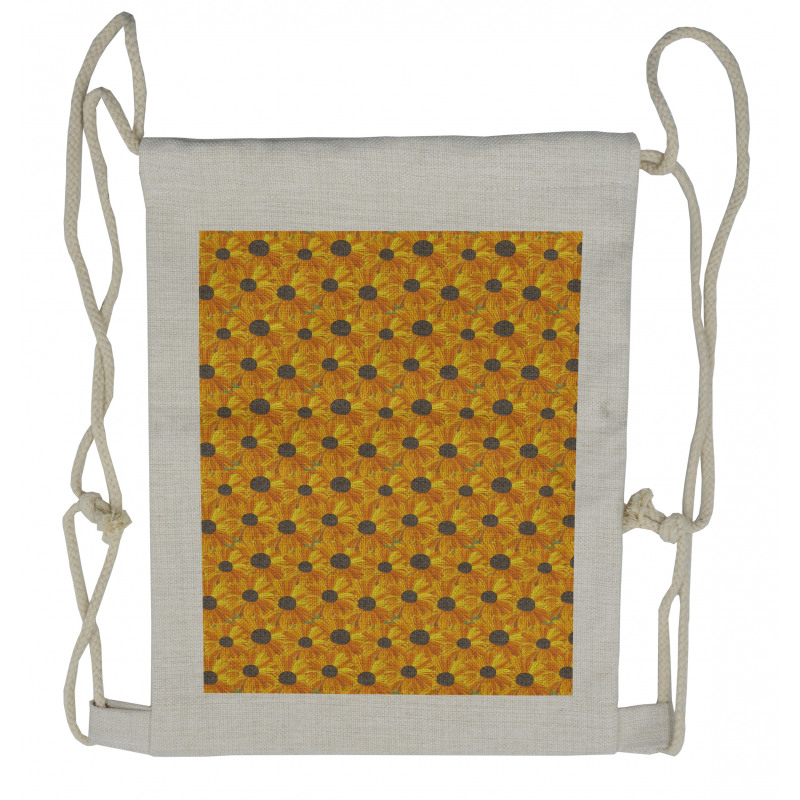 Yellow Orange Petals Drawstring Backpack