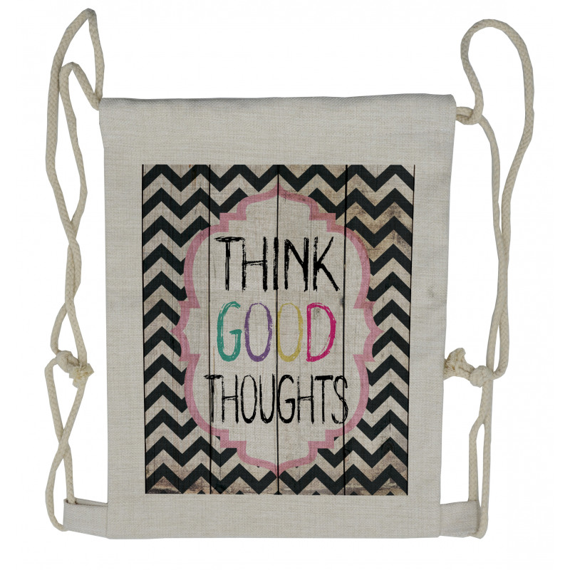 Think Thoughts Message Drawstring Backpack