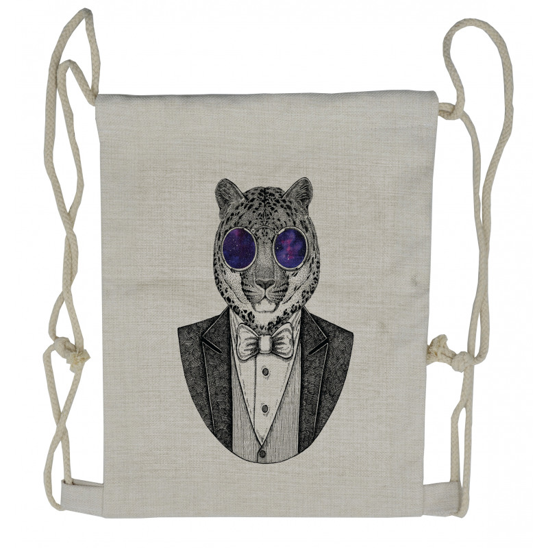 Hipster Animal in a Suit Drawstring Backpack